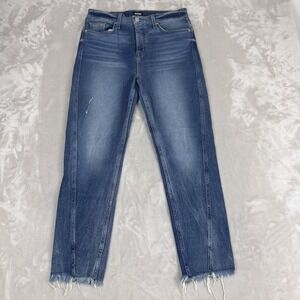 Hudson Jeans Womens 30 Blue Denim Rival Seamed High Rise Raw Hem Button Fly